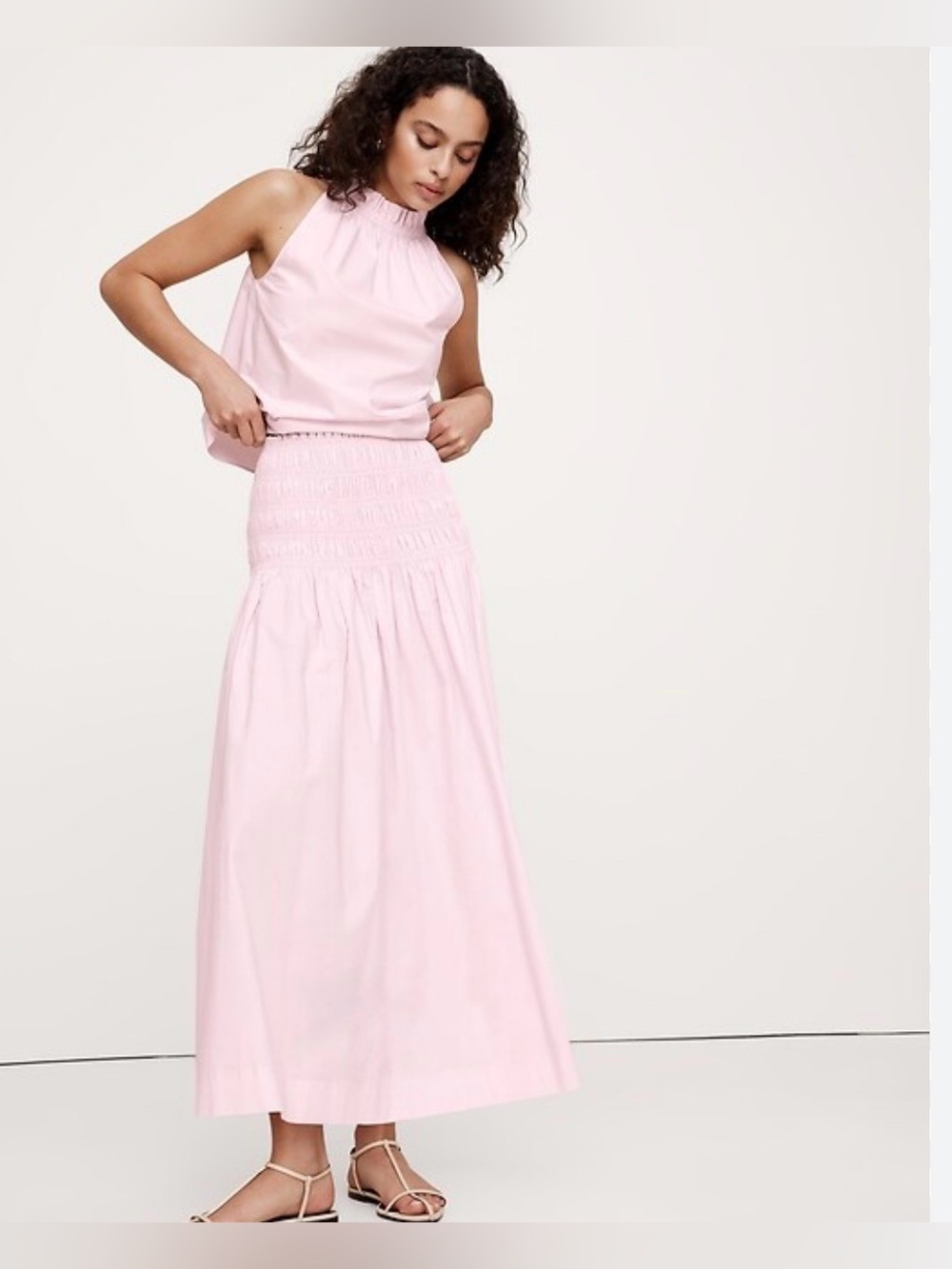 Banana Republic Smocked Cotton Maxi Skirt Lilac NWT XS